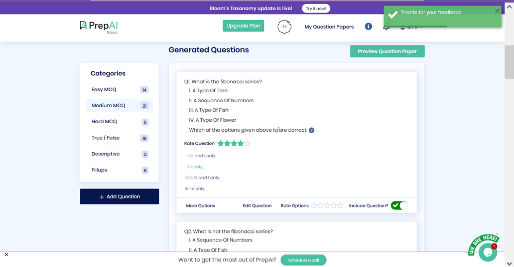 ChatGPT and PrepAI for question generation