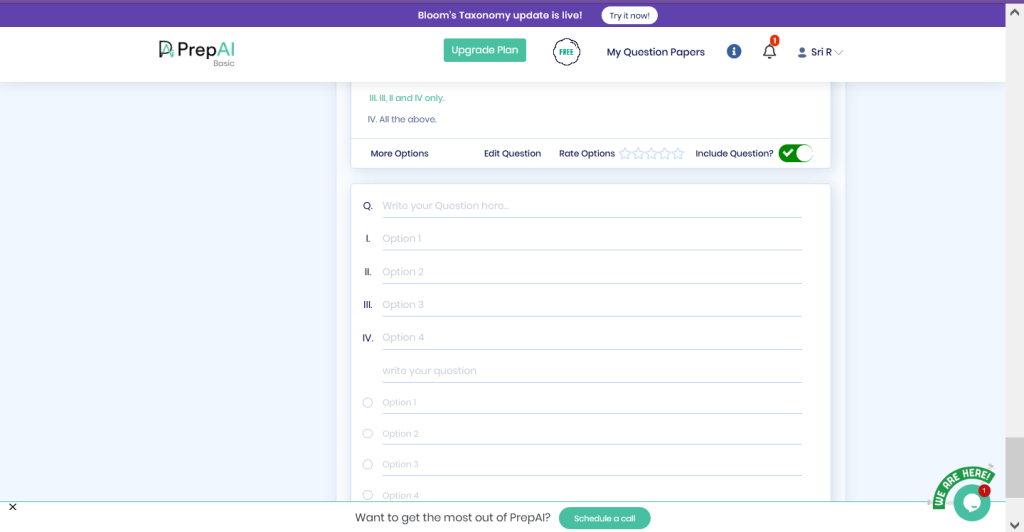 ChatGPT and PrepAI for question generation