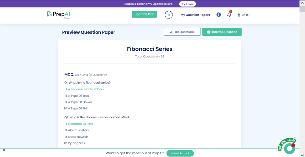 ChatGPT and PrepAI for question generation