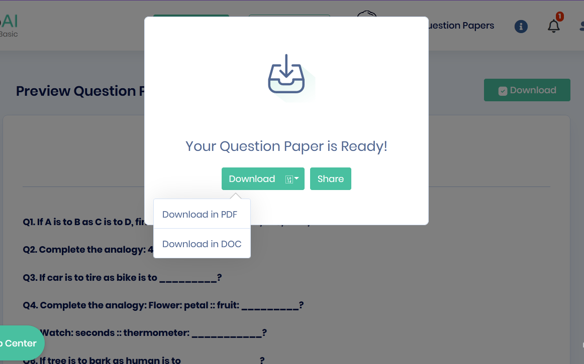 You can download the aptitude test paper in PDF or MS Word (doc & docx) formats. You can also share it with others via email. 